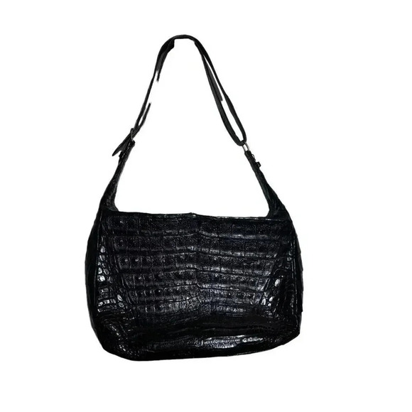 Vintage Alligator leather brown hobo handbag from Florance Italy 80's - Picture 7 of 11